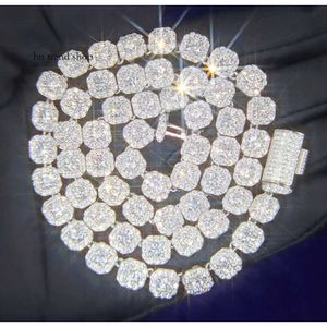 Collier et Bracelet en diamant Moissanite personnalisé Vvs, chaîne à maillons cubains en argent S925, grande chaîne de Tennis à dos solide de 8mm 12mm, Hi 4894