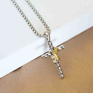 Dy Cross Double x Colliers Fil Pendentif Classique Collier Bouton