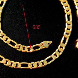 Collier chaîne véritable 18 k jaune GF or solide femme Figaro Bling lien 50 cm 6 mm Stampep 585 Hallmarked249T