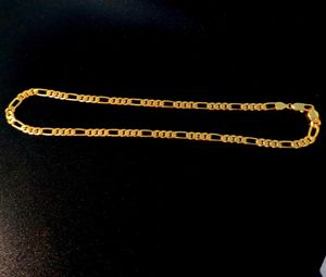 Collier chaîne véritable 18 carats jaune GF or massif fin Stampep 585 poinçonné Men039s Figaro Bling Link 600mm 8mm2643414
