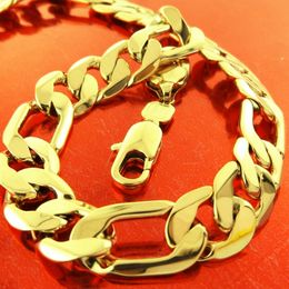 Collier chaîne véritable or jaune 18 carats, solide, lourd, motif à maillons Figaro, 24 pouces, 8mm