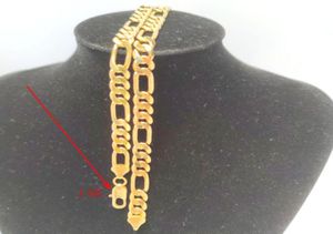 Chaîne de collier Real Gold Solid Fine Finep 14K Brass Callmarked Men039S Figaro Bling Link 600mm 8mm3384099