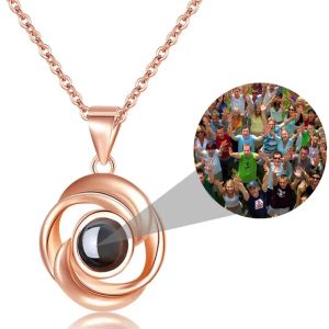 Collar con dije para parejas personalizadas, collares con colgante de foto, proyección de te amo, amantes de la memoria, joyería de moda, los mejores regalos de aniversario