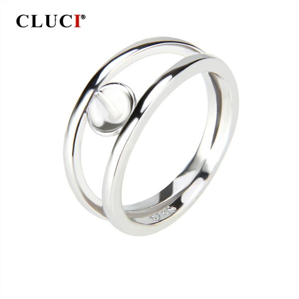 Collar CLUCI de Plata de Ley 925 con diseño de dos bucles, anillo de perlas para mujer, anillos de plata auténtica 925, regalo de joyería para mujer SR1031SB