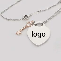 Collier couple chaîne amour key collier femelle t coeur en forme d'anglais suspendu