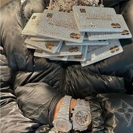 Collier pendentif personnalisé Moissanite Hot Hip Hop bijoux solide 925 argent Sterling Vvs Moissanite diamant glacé pendentif de carte de crédit personnalisé avec chaîne à maillons cubains