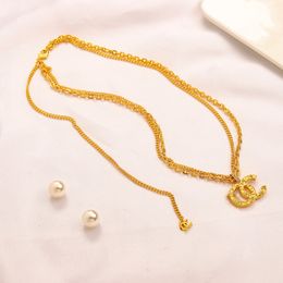 Collier design plaqué or marque en acier inoxydable colliers chaîne ras du cou cristal lettre pendentif mode femmes bijoux de mariage accessoires Aa2093 S s