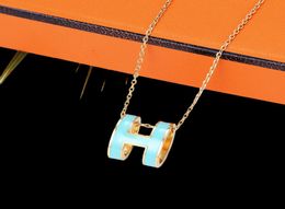 Collar Diseñador clásico de lujo H collares colgantes para mujeres 18 km letras de oro Diseño de lujo joyas colorfast hipoallerge8490561