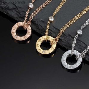 Ketting Designer Klassiek Enkele Steen Schroef LOVE voor Dames Meisje Glijhanger Neckalce Halsbanden Collier Femme 316L Titanium Staal Beroemd merk