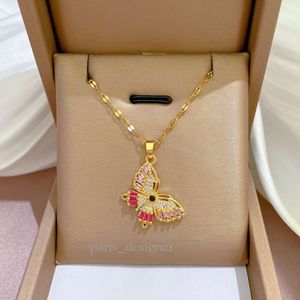 Ketting Designer voor vrouw Micro Ingelegd Echte Gouden Ketting Dames Transport Kralen Ins Netto Rode Kraag Ketting Accessoires 982 895