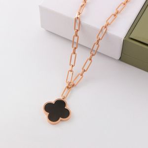 Fashional Luxe Bloemen Klavertje Vier Hanger Ketting 18K Goud Roestvrij Stalen Kettingen Sieraden voor Vrouwen Gift Wedding Party Sieraden