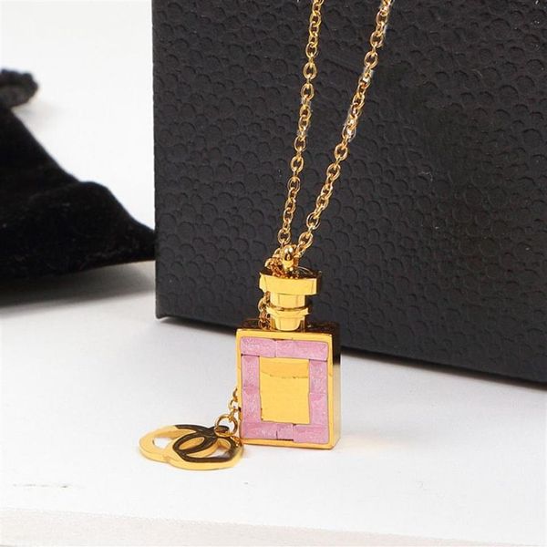 Collier Designer Bijoux Colliers Chaîne Chaînes Lien Bijoux De Luxe Parfum Bouteille Pendentif Personnalisé Amour Pendentifs Femmes Femmes St243j