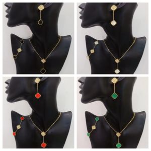Ketting designer sieraden serie Hanger klaver ketting set, goud, zilver, moeder parel, groene bloem ketting ketting set, modieuze vrouwelijke geschenken