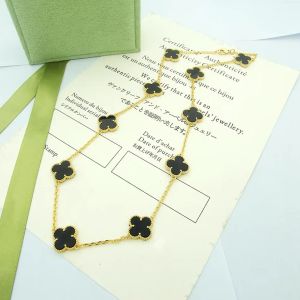 ketting designer ketting klaver ketting luxe ketting designer Tien Bloemen Zwarte Onyx Rode Onyx Wit Parelmoer Malachiet Inleg Korte Damesketting