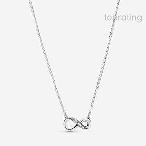 Ketting Designer Sprankelende Infinity Hanger voor Echte Sterling Sier Bruiloft Sieraden voor Vrouwen Vriendin Cadeau CZ Diamanten Kettingen met