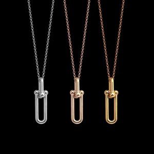 Ketting Designer Womens Brand T Fashion 2 sectie U-vormige hanger Hoge kwaliteit 18k goud titanium staal luxe sieraden