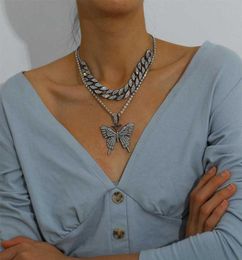 Collier diamant pendentif strass chaîne femmes 039s Tennis papillon cristal bijoux 3025234