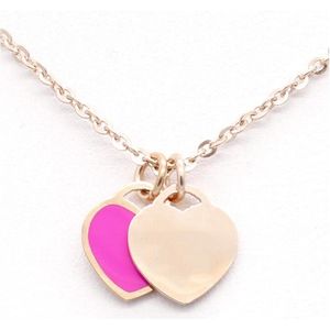 ketting dubbele liefde hart ketting vrouwen goud zilveren ketting roestvrij staal diamanten sieraden hanger Mode gouden zilveren ketting voor vrouwen bruiloft kerstcadeau