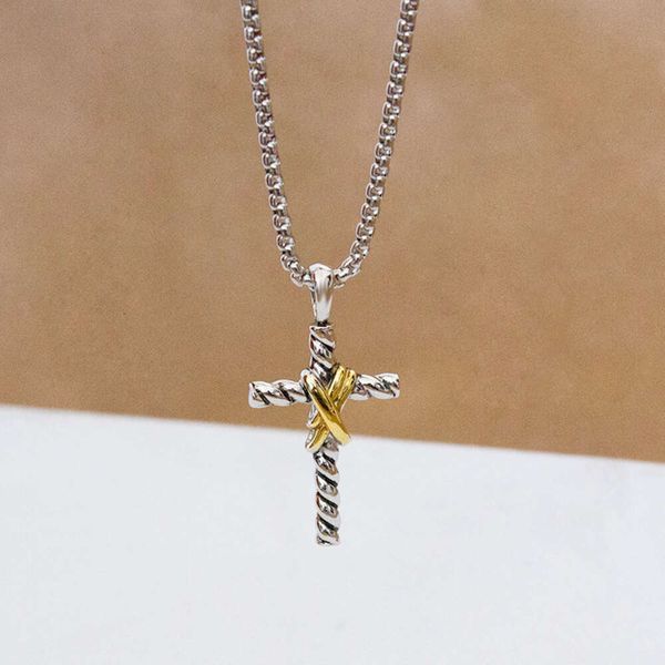 Collier Dy Designer Twistedfashion JewelryDavid's Cross Double X Button Line Pendentif Classique de qualité supérieure