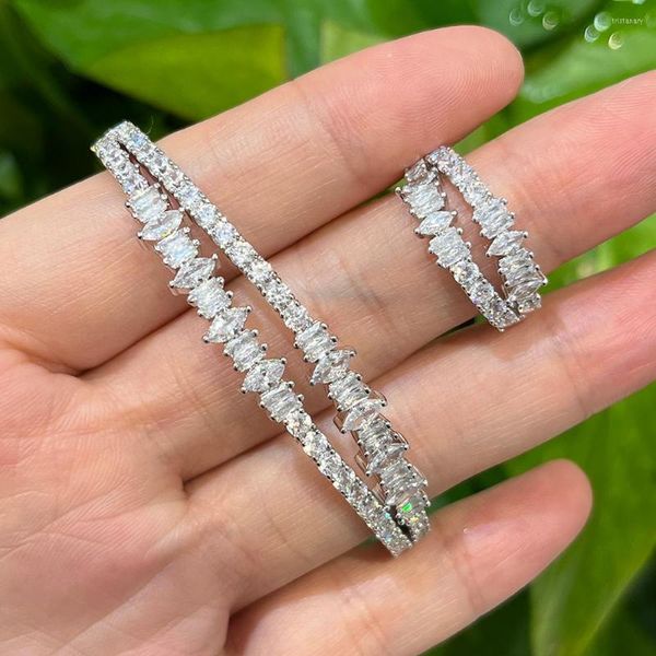 Collar Pendientes Set 018825 Brazalete de moda para mujer Cubic Zirconia Jewelry Cuff Ring Dubai Wedding Party Compromiso Accesorios de mano