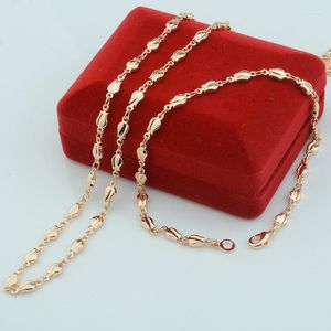 Ensemble de boucles d'oreilles et collier 1 4mm, plante de Rose, cadeau pour femmes et filles, couleur or 585, bijoux, Bracelet, collier (sans boîte rouge)
