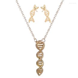 Ketting oorbellen set 1 DNA en oorring punkstijl biologie wetenschap thema vrouwelijke meisjes geschenk