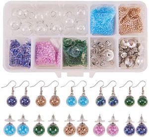 Ketting oorbellen set 10 paren kristallen bubbel glazen bol flessen bengebangen oorring maken starters kits sieraden vaartuigen Volwassenen Vrouwen