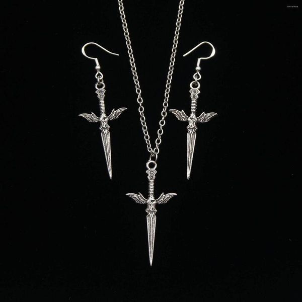 Collier boucles d'oreilles ensemble 10 pièces Vintage épée Rose épée femmes charme bijoux cadeau