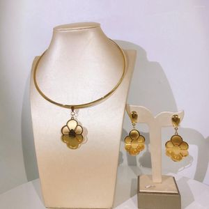 Ketting oorbellen set 18k gouden vergulde sieraden 10 jaar garantie vrouwen eenvoudig ontwerp Amerikaans bruids bruiloft feestaccessoires geschenken