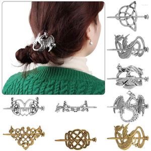 Collier Boucles d'oreilles Set 1pc Vintage Celtics Knots Viking Runes Dragon Hairpins Metal Hair Stick Slize Clips Femme Accessoires Holder Bijoux