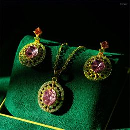 Collier boucles d'oreilles ensemble 2 pièces Zircon fleur pendentif Banquet mariage bijoux tempérament boucle d'oreille vacances fête cadeau