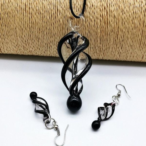 Collier boucles d'oreilles ensemble 2 vente bijoux perle Sterling tourbillon verre Murano boucle d'oreille mode
