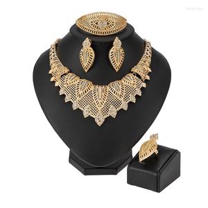 Ketting oorbellen set 2022nigeriaanse bruiloft vrouw accessoires sieraden groothandel mode mode Italiaanse bruids dubai gouden kleur