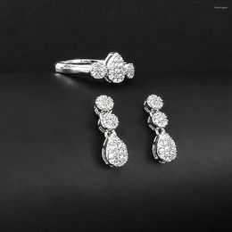 Collier boucles d'oreilles ensemble 2023 arrivée conception Unique couleur argent poire bague de fiançailles de mariage et pour les femmes cadeau d'anniversaire R006-E006