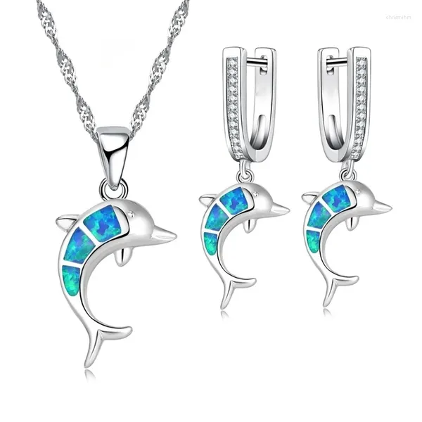 Boucles d'oreilles de collier Ensemble 2023 mignon pendentif dauphin et imitation de mode bijoux pour femmes pour femmes accessoires de mariage cadeau