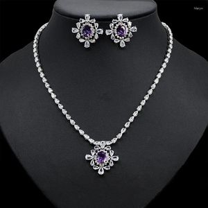 Ensemble collier et boucles d'oreilles en cristal CZ, fleur de Rose, ras du cou et bijoux de mariée pour femmes, accessoires pour robe de mariée, 2023