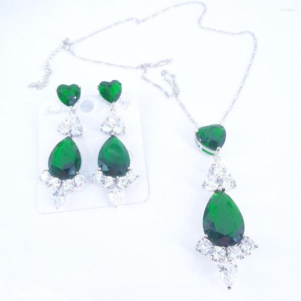 Collier Boucles d'oreilles Ensemble 2023 Fashion rétro Retro bleu rouge vert CZ Zircon Party Ball Bilan de mariage Banquet Forme