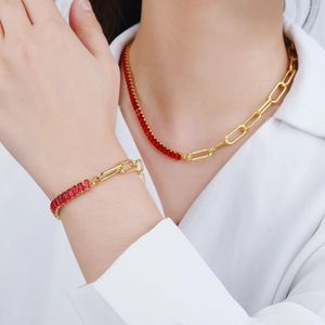 Ketting oorbellen set 2023 ins verkopen half kristal koper ab armband gepersonaliseerd voor vrouwen meisjes dagelijkse slijtage sieraden groothandel