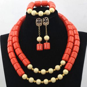 Collier boucles d'oreilles ensemble 2023 dernier accessoire perles de corail artificielles africaines mariage nigérian bijoux de mariée/demoiselle d'honneur livraison gratuite ALJ797