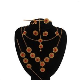 Ketting oorbellen set 2023 vintage ethionpian chapado en oro trendy sieraden zesdelige accessoires voor vrouwen