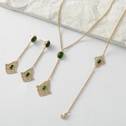 Ketting Oorbellen Set 2024 Februari Mode Verkoop Accessoires Dames Bruiloft Sieraden Roestvrij Staal Smaragd Vakantiecadeau