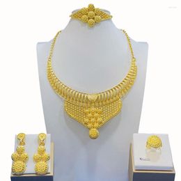 Orecchini collana Set 24k oro placcato da sposa gioielli da sposa anello braccialetto DD10077