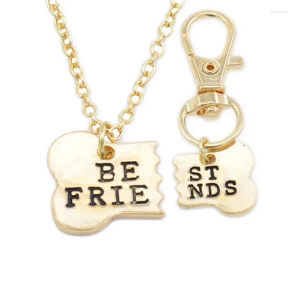 Pendientes de collar Set 2pcs/set Dog Bone Friends Charmeleta de amuleto BFF Joya de amistad