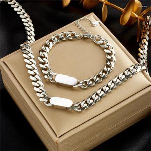 Ketting Oorbellen Set 316L Roestvrij Staal Straat Zware Industrie Grove Ketting Armband Hip Hop Mode Prom Sieraden Geen Vervaging