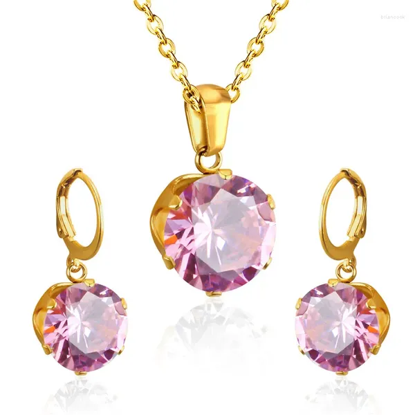 Ensemble de boucles d'oreilles et collier en acier inoxydable 316L, Micro incrusté de Zircon, boîte d'amour papillon, bijoux mixtes, vente en gros, conception aléatoire, envoi