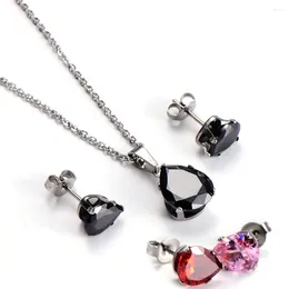 Ketting Oorbellen Set 316L Staal Drop Whater Zirconia Sieraden Voor Vrouwen Feest Stijlvolle Zomer Accessoires Groothandel