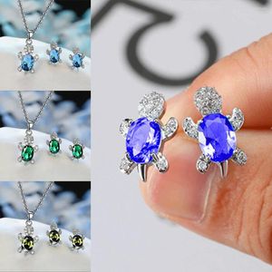 Collier boucles d'oreilles ensemble 3 pièces bijoux de fiançailles en cristal coloré série d'animaux créatifs mignons