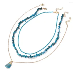 Ensemble de 3 colliers et boucles d'oreilles en Apatite naturelle, pierre de gravier, cristal brut irrégulier, pendentif Howlite, bijoux exquis, cadeau