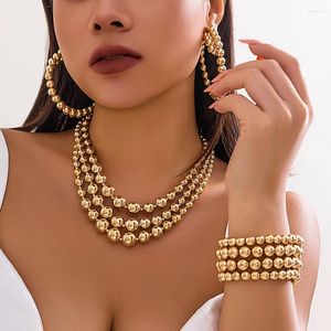 Boucles d'oreilles de collier Set 3pcs / Set Exagéré CCB MATÉRIEL BIG BALL BRACELET OEUR POUR FEMMES PUNK CADICON DE JIANIE DE CLAVILE ÉPARTE