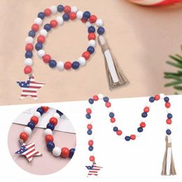 Ketting oorbellen set 4 juli houten kralen slinger decoraties boerderij kwastje touw eind ophangingen voor Independence Day Party